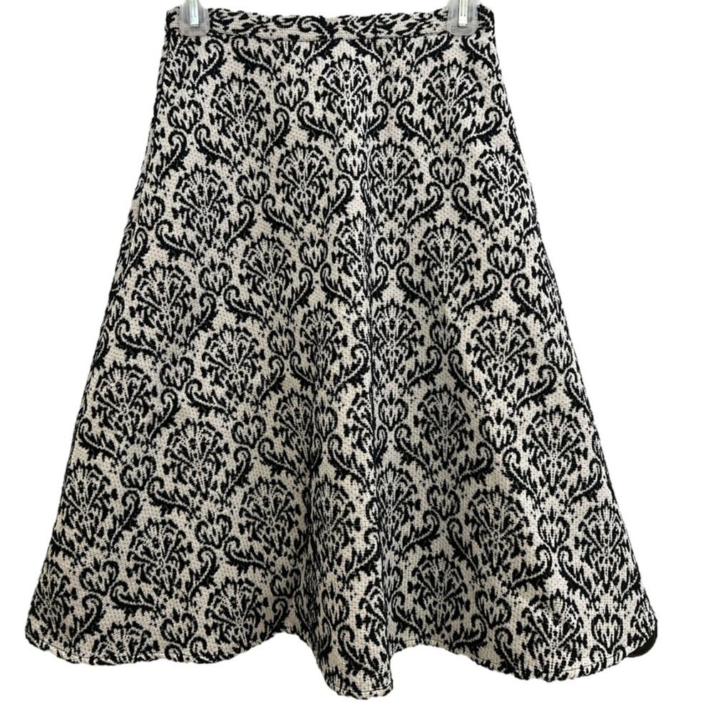 Gianni Bini Skirt French Damask Thick Jacquard Pockets XS 2 Woven A-line B&W